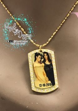 Gold Rhinestone Dogtag style chain!