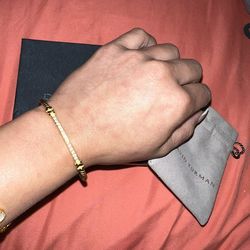 David Yurman Petite Helena Cablespira Station Bracelet in 10k Yellow Gold with Diamonds, 2mm