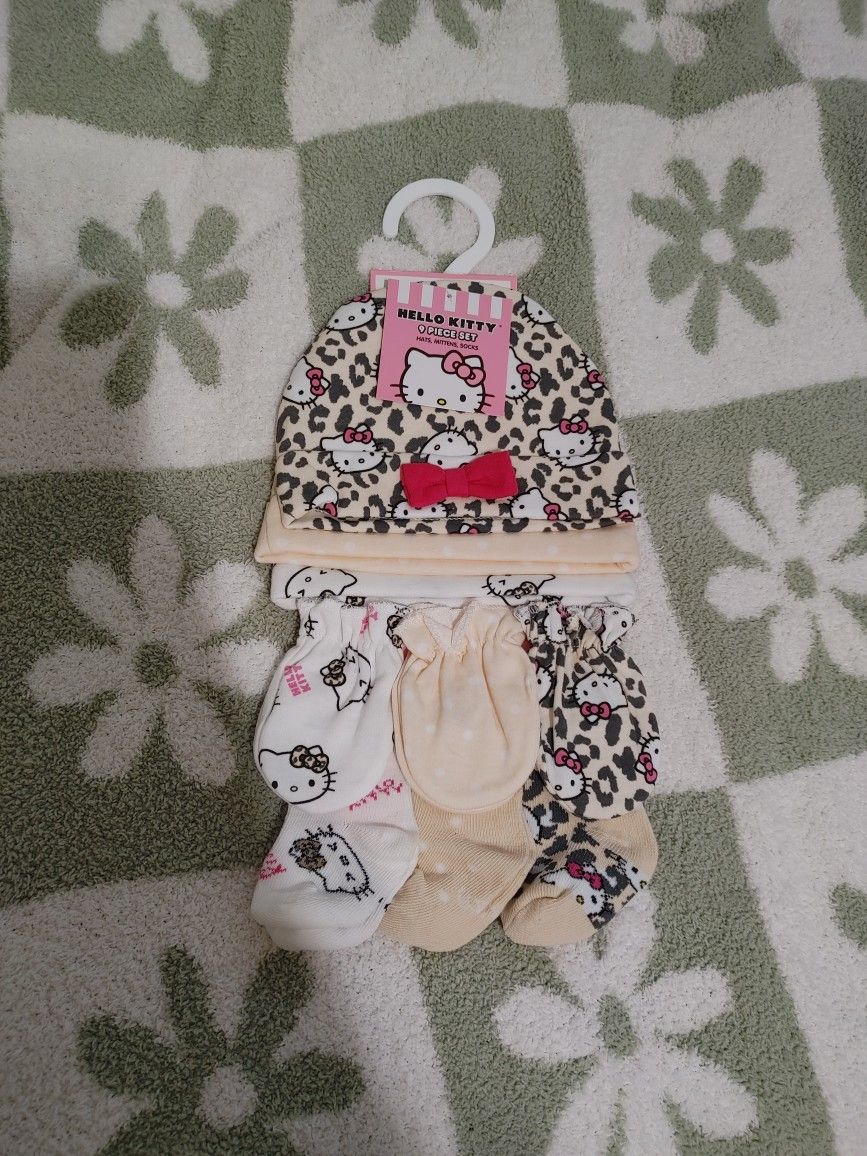 9-Set Hello Kitty Mittens, Socks, And Beanies - New