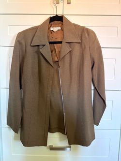 Women's Allyn Paige Tan Zip-Front Jacket - Classic Collar