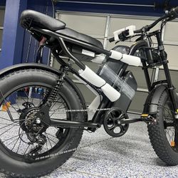 Riding Times Z8 Pro 28mph, 80-140 Mile Range With PAS , Dual Batteries, Extra Long Seat, Storage Bag , Full Suspension & 20 Inch Fat Tires.