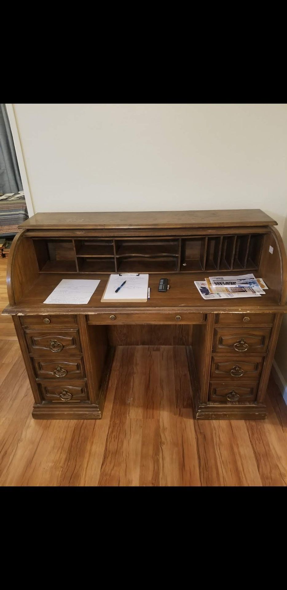Brown 1950s Vintage desk and chair