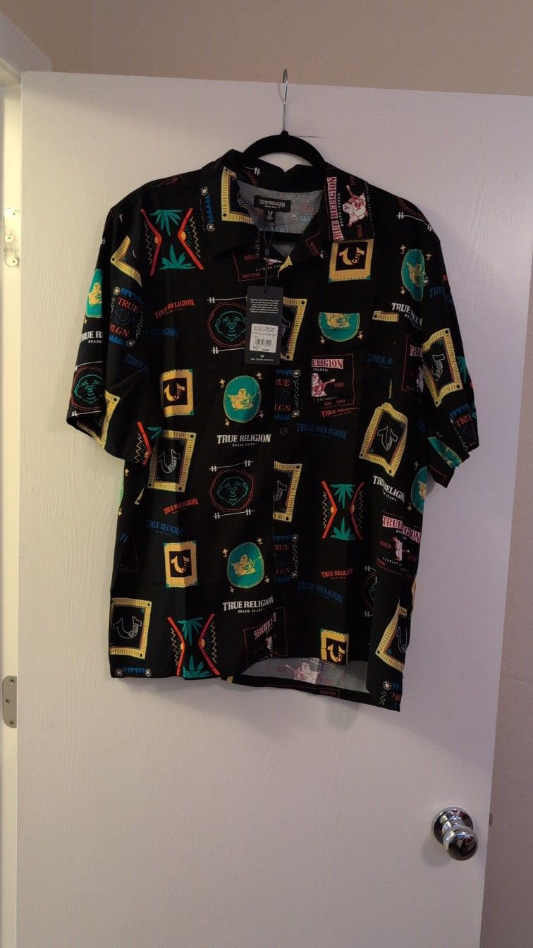 Men's TRUE RELIGION Button Down Casual Shirt - Size: L NEW