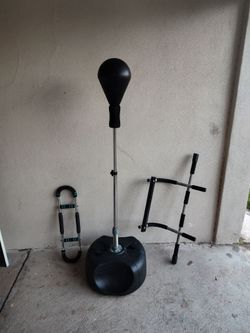 All three exercise items for $65: speed bag, multifunctional arm trainer, and multi-grip pull-up bar