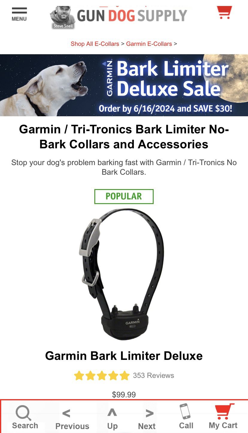 Garmin/ Tri-Tronics Bark Limiter Dog Collar 