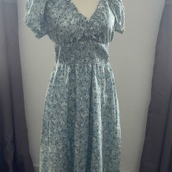Blue Floral Dress, Size Large 