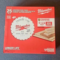 MILWAUKEE7-1/4 in. 24-Tooth Tungsten Carbide Wood Cutting Framing Circular Saw Blade (25-Pack) 