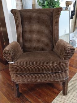 Brown Upholstered Wingback Accent Chair