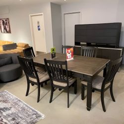 TYLER CREEK BLACK-GRAY DINING ROOM SET
7-Piece (Table+6 Side Chairs)