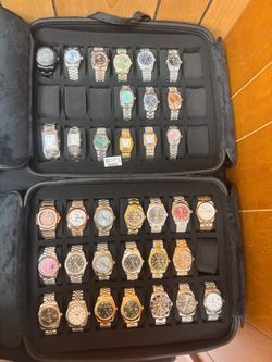 Large Collection of Fashion Watches in Travel Case