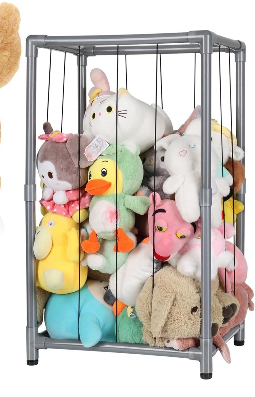 Stuffed Animal Storage Zoo Stuffed Animal Holder,Off-Ground and Space Save Vertical Stuffed Animals Organizer PVC with Elastic for Bedroom Playroom Nu