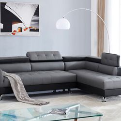 Izzi Gray/Black Sectional /couch /Living room set 