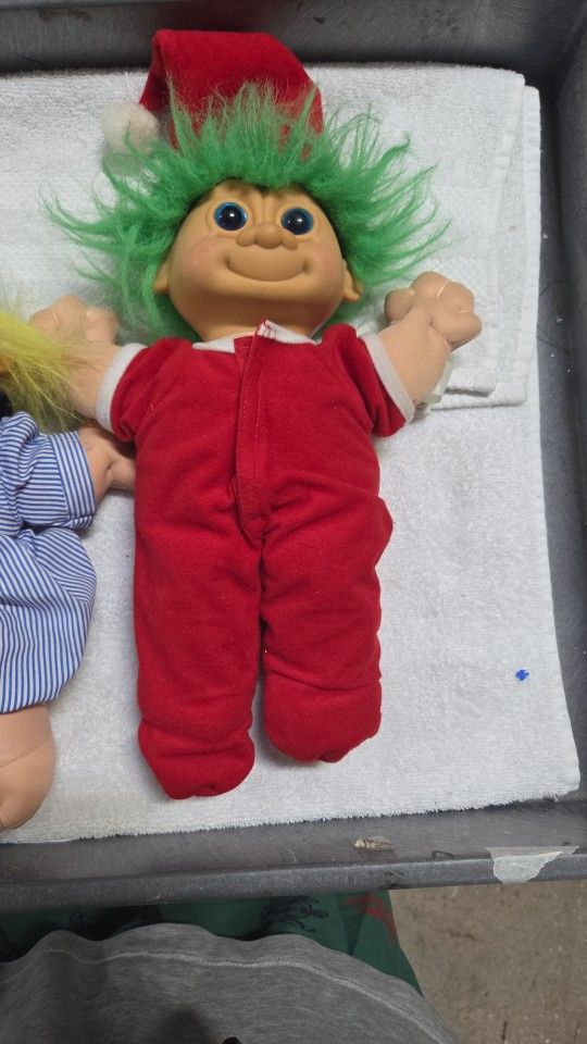 Russ Berrie Troll Russ Troll And Christmas Red Green Trolls Vintage 90s Santa 12”