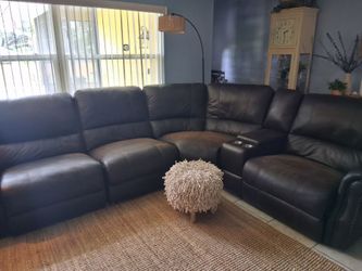 $75 Sectional sofa with Nailhead Trim -2 reclining sections, 4 USB ports, 1 standard outlet, 2 SS cup holders
