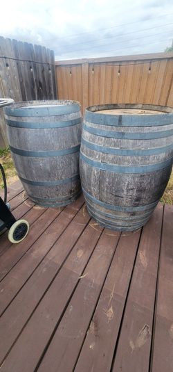 Wooden barrels for garden use