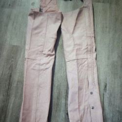 Pink Leather Riding Chaps