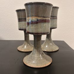 Artisan Clay Goblets - Set of 3