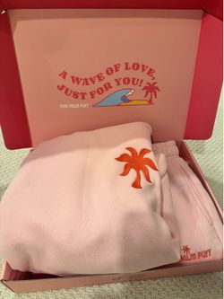 Authentic Chasing the Waves Pink Palm Puff Sweatsuit