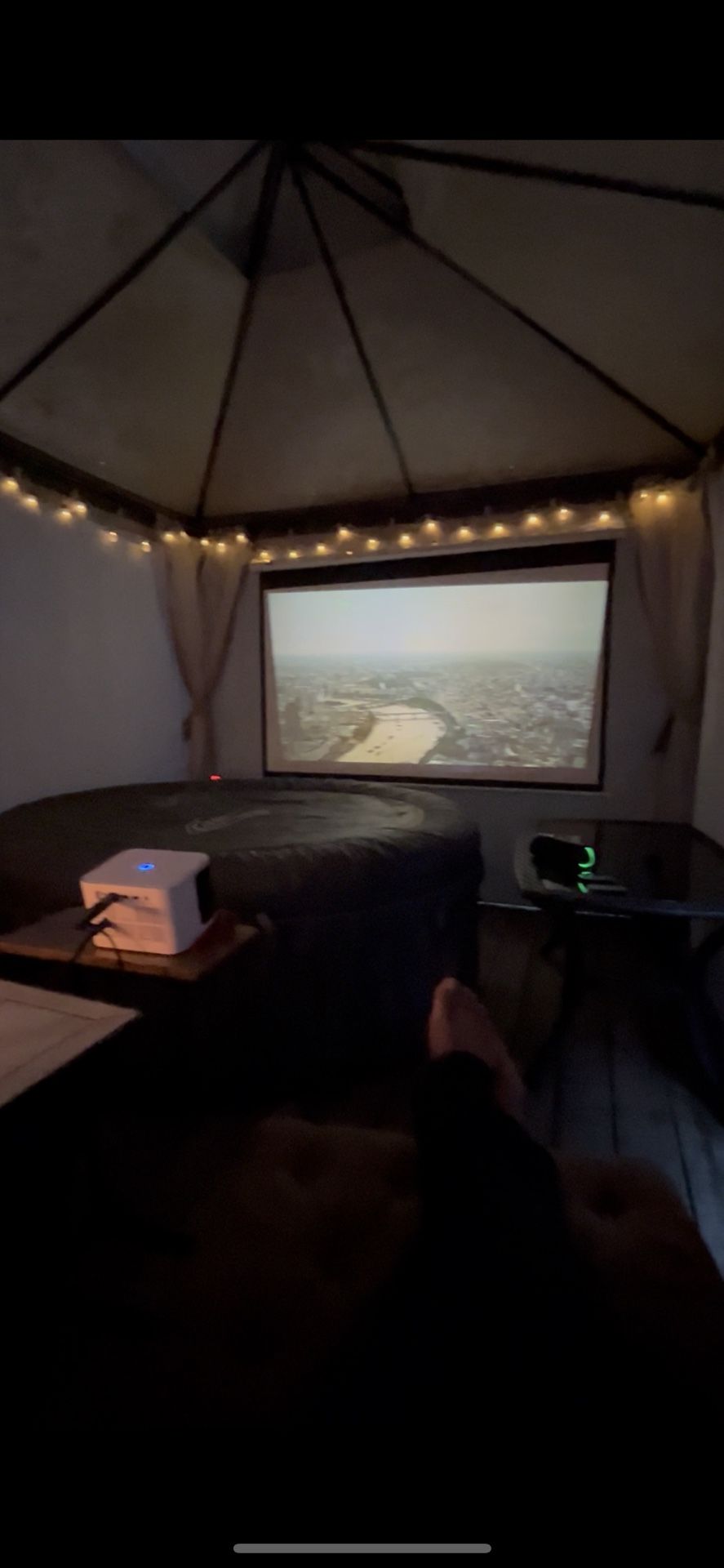 Projector + Pull-Down Screen + Fire Stick