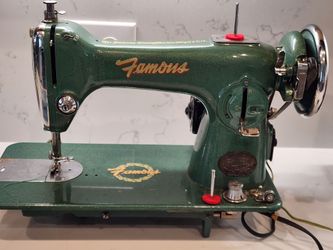Vintage Famous Sewing Machine Made in Japan Working All Metal Rare Green Finish