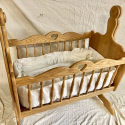 Hand Crafted Wooden Baby Rocker Cradle 