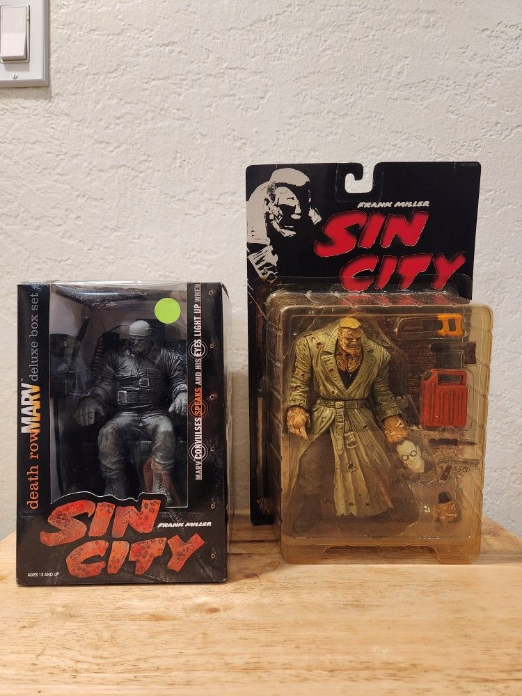 Mcfarlane Toys Sin City Series 1 And 1999 Death Row Marv Set Of 2