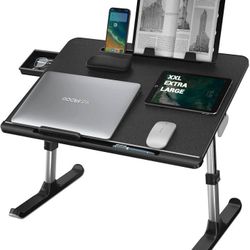 New - Laptop Desk for Bed, NEARPOW XXL Bed Table for Laptop and Writing, Adjustable Computer Tray Foldable Laptop Stand for Bed or Sofa W/Anti-Slip Fa