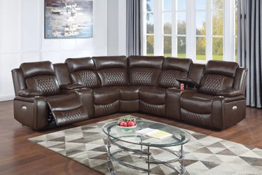 Brand New Elegant Power Reclining Gel Leather Sectional Sofa