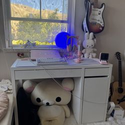 white ikea wood desk