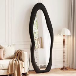 Full-Length Floor Mirror Black Asymmetric Frame