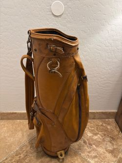 Vintage AMF Ben Hogan Golf Bag Brown Tan Leather 3-Way Divider 1970s 1980s