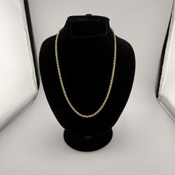 18” 3mm Italian Yellow Gold Over 925 Sterling Silver Rope Chain