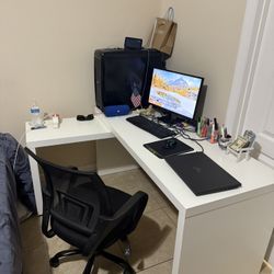 Computer Desk with pull-out panel, white, 59 1/2x25 5/8 "