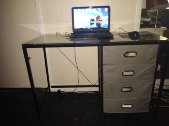 Glass desk with drawers