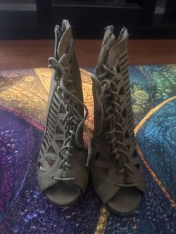 Paprika Lace-Up Stiletto Booties