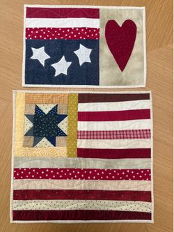 Handmade Patriotic Quilted Mat Set – Signed & Dated (1998)