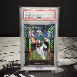 2023 PANINI SELECT NFL JALEN HURTS DRAGON SCALE PRIZM /70 PSA 10