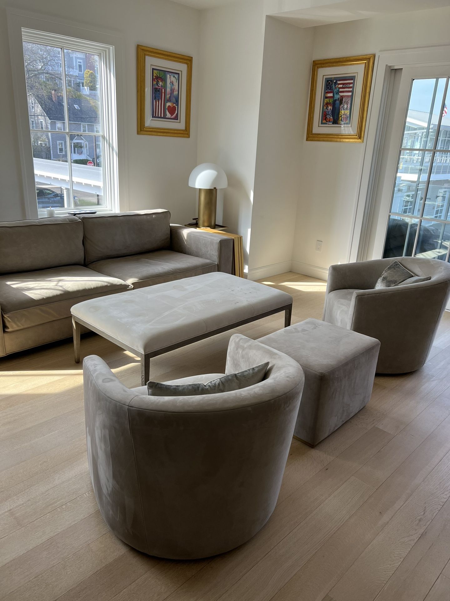 RH Suede Leather Ottoman Coffee Table