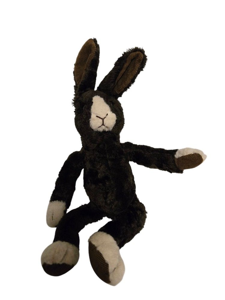 Plush bunny rabbit Russ Berrie Fudge dark brown with corduroy on feet and ears