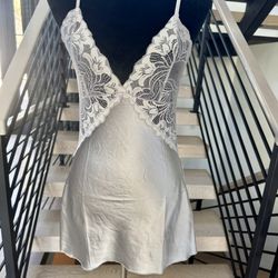 🩶 New Gray Silk Lace Camisole ✨ Lingerie Sleepwear Size s