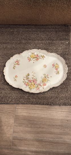 Vintage Floral Porcelain Serving Platter - Limoges B. & H.