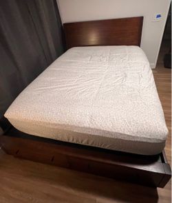 New Century Modern Queen bed frame with drawers