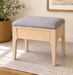 Wood Storage Ottoman with Drawer