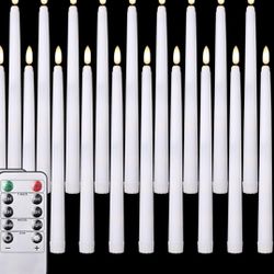 30 Pcs Flickering Flameless Taper Candles Light with Remote Control Timer Dimmer