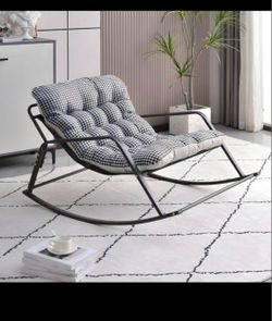 Modern Rocking Lounge Chair with Tufted Cushion
