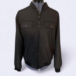 Yago Men Bomber Zip Up Jacket Size Large Black, Brown