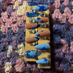 Star Nails With Blue French Tips 