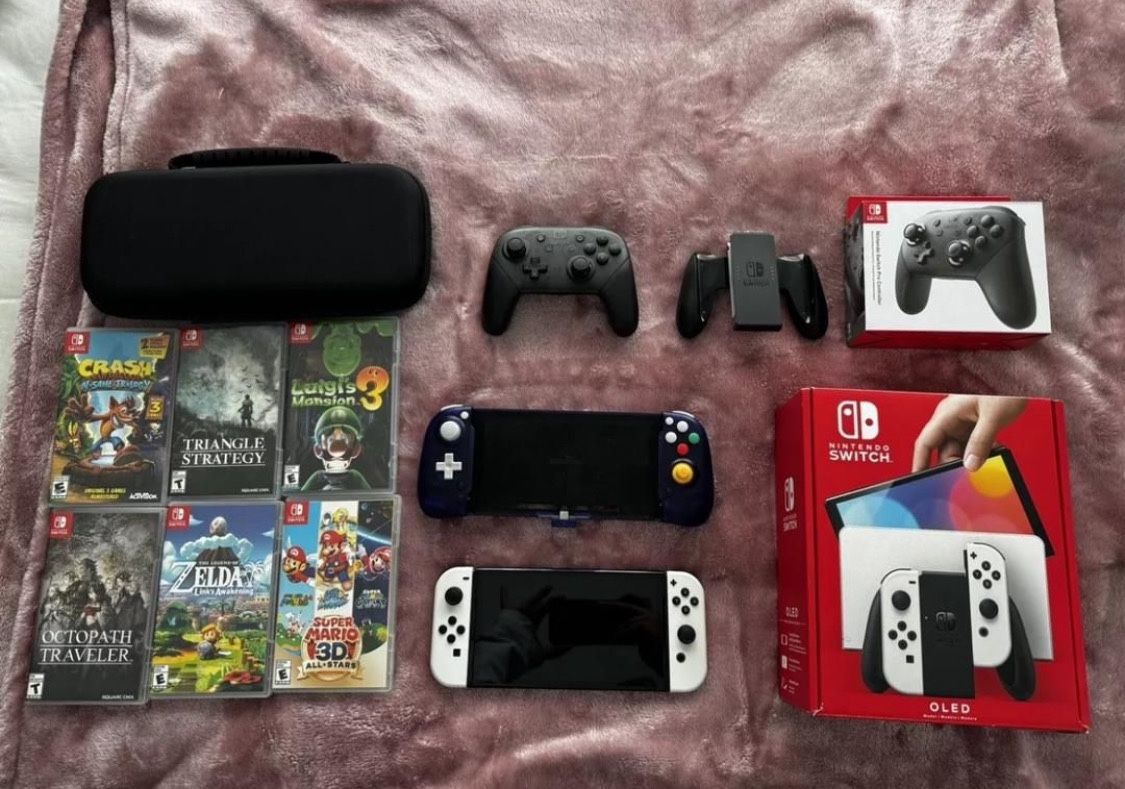 Switch OLED Model-WITH Games, Pro Controller And More- 64GB - White