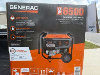 Generac GP6500 — 6,500W Portable Generator / 8,125 Starting Watts — NEW, Sealed Box
