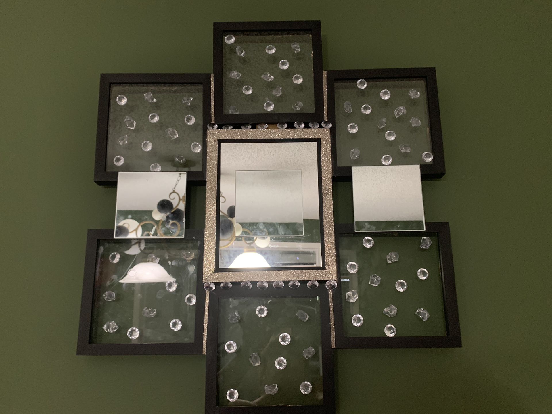 Handmade mirror lighted wall decor with wireless remote